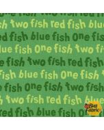 Dr. Seuss One Fish Two Fish: Words Green - Robert Kaufman ade-16330-7 green - 1 yard 7" + FQ remaining