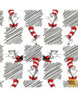 Dr. Seuss The Cat in the Hat: Checkerboard Black/White - Robert Kaufman ade-19063-1 white