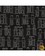 Science Fair: Beakers Black - Robert Kaufman srk-17928-2 black