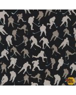 Sports Life: Silhouette Hockey -- Robert Kaufman srkd-19147-2 black - 1 yard 20" remaining