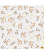 Our Little Adventure: Tossed Forest Families - Timeless Treasures Fabric kidz-cd4409 dove - presale July