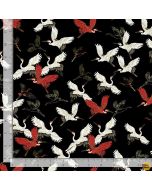 Kyoto Garden: Metallic Cranes -- Timeless Treasures Fabrics kyoto-cm1669 black