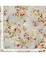 Kyoto Garden: Delicate Metallic Florals -- Timeless Treasures Fabrics kyoto-cm1671 silver