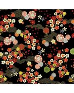 Lotus Garden: Geo Asian Floral Metallic Black - Timeless Treasures Fabric lotus-cm3665 black