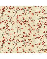 Lotus Garden: Cherry Blossom Branches Metallic Cream - Timeless Treasures Fabric lotus-cm3667 cream