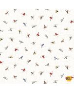 Mini Mixers: Tossed Birds White -- Marcus Fabrics r210316d