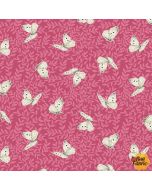 Songs of the Flower Fairies: Music Tones Butterflies Fuschia -- Michael Miller Fabrics ddc9274-fusc-d