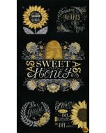 Bee Grateful by Deb Strain: Bee Panel Ebony (2/3 yard) -- Moda Fabric 19960-14 