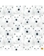 Winter Wildlife: Packed Polar Bears -- Timeless Treasures Fabrics nature-cd1696 white
