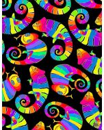 Prismatic: Rainbow Chameleons -- Timeless Treasures nick-cd1487 black