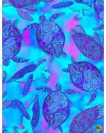 Prismatic: Moonlit Glow Turtles -- Timeless Treasures nick-cd1488 turq