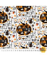 Ghoultide Greetings: Halloween Town White -- Northcott Fabrics / Patrick Lose 10018-10