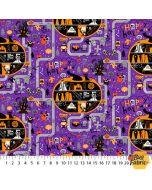 Ghoultide Greetings: Halloween Town Purple -- Northcott Fabrics 10018-84 - 2 yards 21" remaining