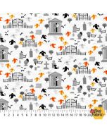 Ghoultide Greetings: Ghosts White -- Northcott Fabrics 10019-10