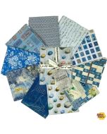 Eclectic Elements Palette by Tim Holtz: Blue Fat Quarter Bundle (10 FQ's) - FreeSpirit Fabrics fb4fqth.blue