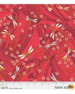 NIWA: Dragonflies Red (Metallic) -- P&B Textiles 4387r - 1 yard 29" remaining