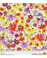 Song Birds: Allover Flowers -- P&B Textiles 4322mu - 2 yards 34" + FQ remaining