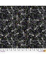 Spooky Cute Halloween: Dancing Skeletons Black - FreeSpirit Fabrics pwmy008.black