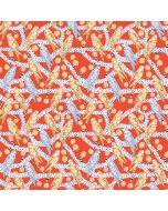 Blostma & Song by Penny Jeffries: Budgie Melody Vermilion - FreeSpirit Fabrics pwpe006.vermilion