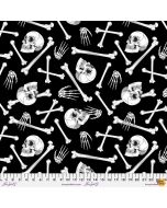 Scaredy Cat: Skeletons Black -- FreeSpirit Fabrics pwrh032.black