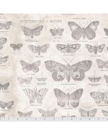 Monochrome by Tim Holtz: Butterflies Parchment - FreeSpirit Fabrics pwth004.parchment 