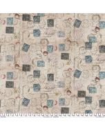 Foundations by Tim Holtz: Correspondence Taupe - FreeSpirit Fabrics pwth021.taupe