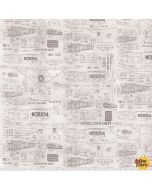 Monochrome by Tim Holtz: Model Airplanes Parchment - FreeSpirit Fabrics pwth174.parchment