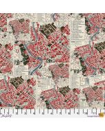 Eclectic Elements Palette by Tim Holtz: Red Map (Rome) - FreeSpirit Fabrics pwth223.red 