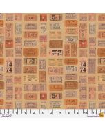 Eclectic Elements Palette by Tim Holtz: Orange Tickets - FreeSpirit Fabrics pwth232.orange