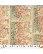Eclectic Elements Palette by Tim Holtz: Orange Map (Liverpool) - FreeSpirit Fabrics pwth233.orange 