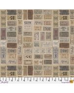 Eclectic Elements Palette by Tim Holtz: Neutral Tickets - FreeSpirit Fabrics pwth252.neutral