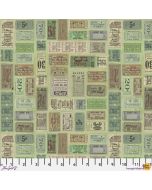 Eclectic Elements Palette by Tim Holtz: Green Tickets - FreeSpirit Fabrics pwth262.green 