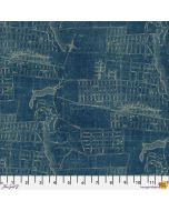 Eclectic Elements Palette by Tim Holtz: Blue Map - FreeSpirit Fabrics pwth283.blue - 2 yards 15" remaining