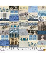 Eclectic Elements Palette by Tim Holtz: Indigo Collage - FreeSpirit Fabrics pwth290.indigo
