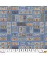 Eclectic Elements Palette by Tim Holtz: Indigo Tickets - FreeSpirit Fabrics pwth292.indigo