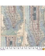 Eclectic Elements Palette by Tim Holtz: Indigo Map - FreeSpirit Fabrics pwth293.indigo