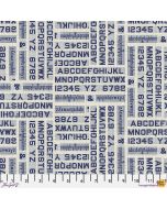 Eclectic Elements Palette by Tim Holtz: Indigo Typography - FreeSpirit Fabrics pwth295.indigo