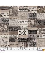 Eclectic Elements Palette by Tim Holtz: Charcoal Collage - FreeSpirit Fabrics pwth310.charcoal