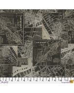 Eclectic Elements Palette by Tim Holtz: Charcoal Map - FreeSpirit Fabrics pwth313.charcoal