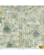 Eclectic Elements Quilt Backs by Tim Holtz: Receipt Aqua (108" wide back) - FreeSpirit Fabrics qbth010.aqua