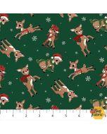 Rudolph The Red-Nosed Reindeer: Rudolph Toss Dk Green - Northcott Fabrics RD1001-78 - presale June