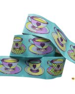 Curiouser & Curiouser by Tula Pink Ribbons: Big Tea Time Blue 1.5" -- Renaissance Ribbons TK-74/38mm col1 