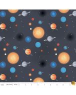 Out of this World with NASA:  Planets Charcoal -- Riley Blake c7803 charcoal - 2 yards 6" remaining