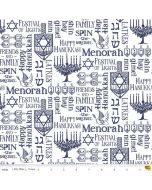 Festival of Lights: Menorah Symbols White -- Riley Blake Designs c9651-white