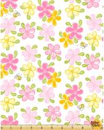 Lal the Lamb: Floral White - Susy Bee Fabrics 20301-100 - 1 yard 31" remaining