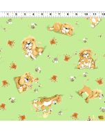 Lyon, the Lion: Tossed Lions Medium Green -- Susy Bee 20345-830