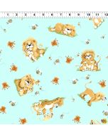 Lyon, the Lion: Tossed Lions Aqua -- Susy Bee 20345-930