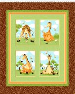 Zoe, the Giraffe: Zoe II Framed Panel (1 yard) -- Susybee 20357-280 brown 
