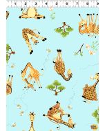 Zoe, the Giraffe: Zoe II Tossed Giraffes Aqua -- Susybee 20358-930 aqua 