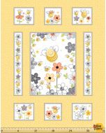 Sweet Bees: Bees Floral Quilt Panel (1 yard) -- Susy Bee 20360-310